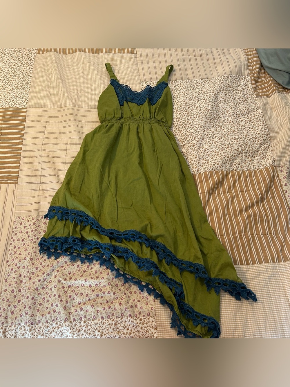 Women’s Matilda Jane 100% cotton green and blue dress size small
